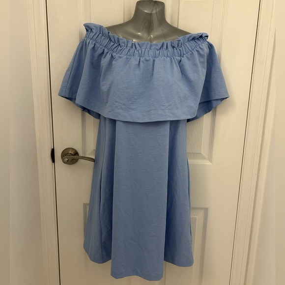 NWT H&M Light Blue Off-Shoulder Dress, Sz XS - Picture 5 of 14